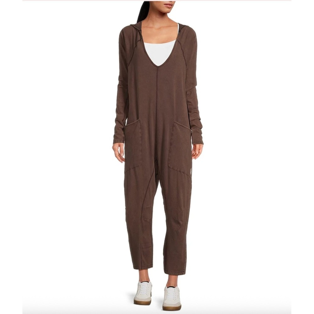 FP Movement Hot Shot Hooded Onesie Brown‎ Jumpsuit Size Medium